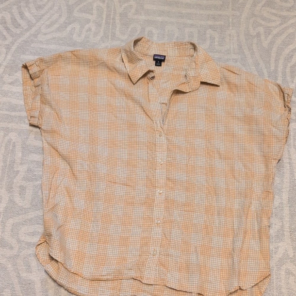 Patagonia Light Brown Checkered Button Down Shirt
